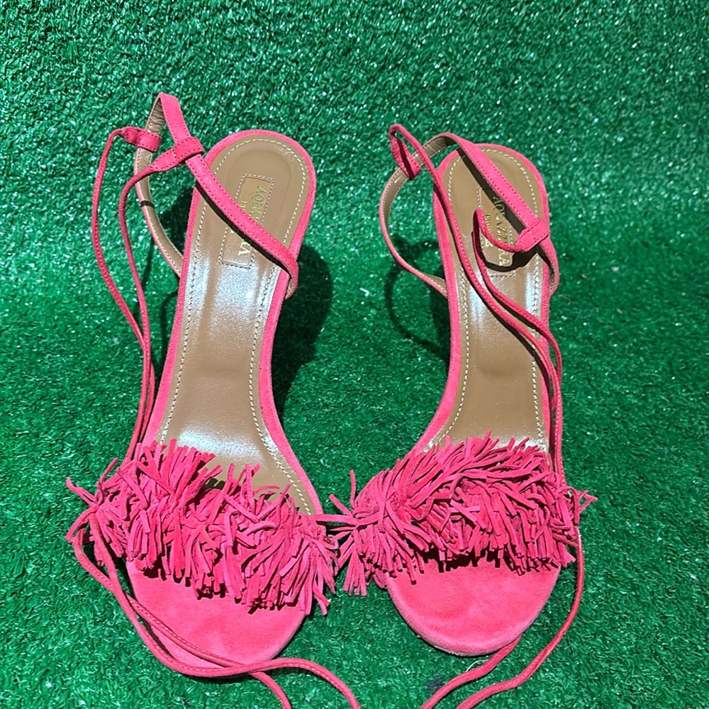 Aquazzura Red Fringe Heels